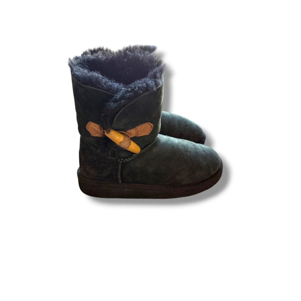 UGG Bailey Button Boots Kids 1 Black Suede Shearling Toggle 5803 Girls